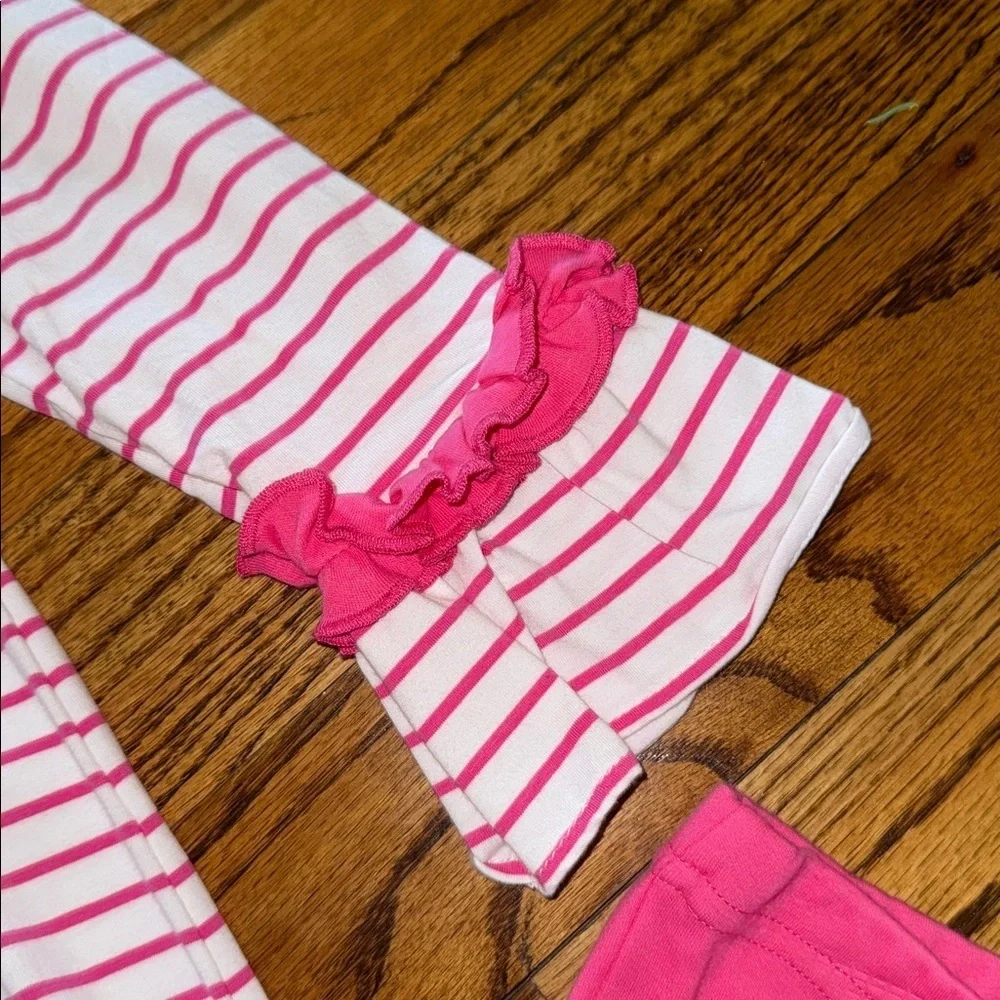 Girls striped long sleeved dress with ruffle details and matching leggings NWOT